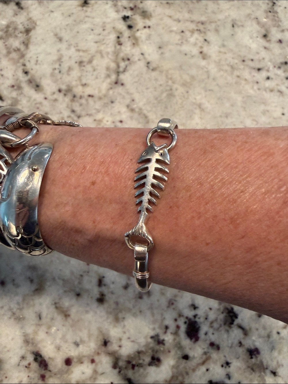 CBC Sterling Silver Fishbone  hook Bracelet